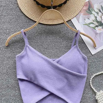  Irregular Casual Sport Camisole Women Strap Design Solid Fashion 2025 Y2K Elegant Ladies Chic Slim Tank Tops