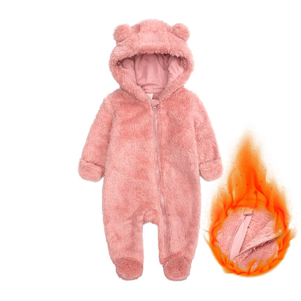 2026 Winter Thicken Fleece Newborn Baby Romper Soild Cotton Hoodies Infant Girl Onesie Toddler Boy Jumpsuits Warm Casual Outfits