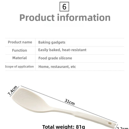 Kitchen Tool Silicone Spoon Multi purpose Grip Comfortable Anti slip Round Handle Large Cookware Tableware Spoon