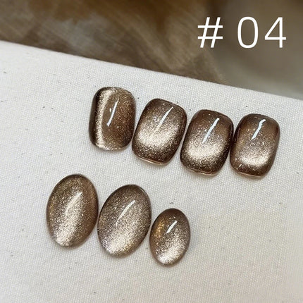 MN 10ml 1-12pcs 2025 Autumn Blue Brown Cat Eye Gel Nail Polish Popular Flash Chocolate Glass Beads Nails Black Nails Christmas