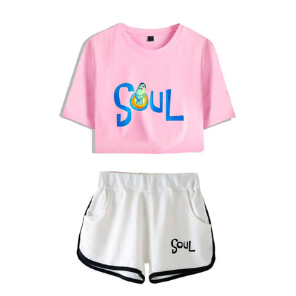 Youthful Movie Joe Gardner T-shirts shorts Pants Dew navel Sport Girls Short Sleeve Suits Sexy Girls Summer Two Pieces sets