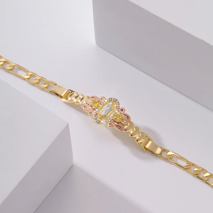 Exquisite Virgin Mary Bracelet 14K Gold Plated Zircon Inlay Catholic Gift Fashion Religious Jewelry Baptism Prayer Bracelets