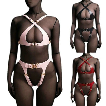 Leather Corset And G-string Underwear for Women Sexual Teasing Teaching Props Adult Wearable Set Special Use Clothing