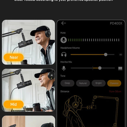 maono PD400X USB/XLR Dynamic Microphone All Metal With One-Touch Mute Headphone Jack And Volume Control For Podcasting Streaming