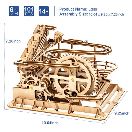 ROKR Wooden 3D Puzzle Marble Parkour Big Funnel Marble Run DIY Roller Coaster Toys Model Building Kit Gift for Adults Kids