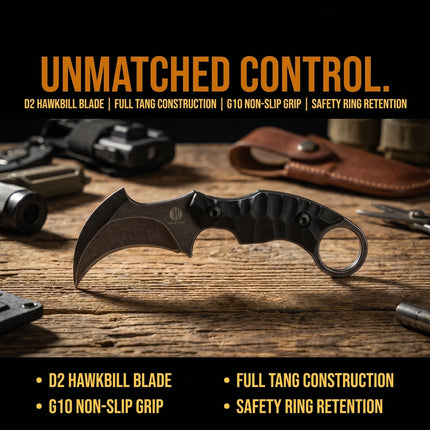 STRIDER - Eagle-shaped blade, high-hardness mini straight knife, D2 steel, G10 handle, camping emergency outdoor knife