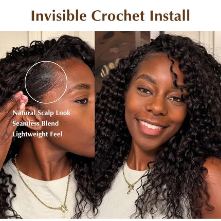 100% Human Hair Bulk For Braiding Deep Wave Feather Crochet Pre-Separated Miracle Knots Invisible Boho Braids Extension