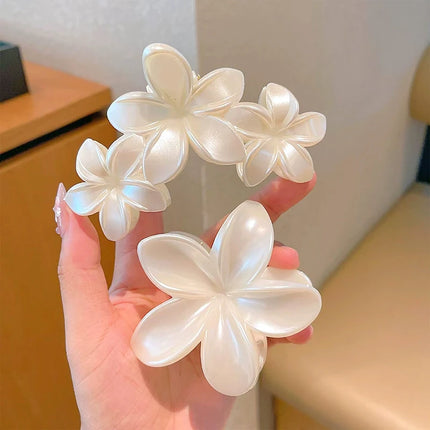 Korean Hawaiian Gradient Flower Hair Claw Clip For Women Girl Fashion Plastic Non-Slip Hold Hairpin Barrette Hair Accessories