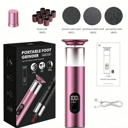 Electric foot trimmer, electric foot grinder with 9-level adjustment, rechargeable for removing dead skin, calluses, and repairi