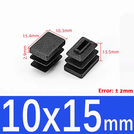 Black Plastic Square Oblong Pipe Plug 13x13mm~100x100mm Insert Table Chair Furniture Foot Cover Anti Slip Blanking End Cap