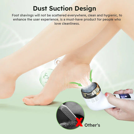 Rechargeable Foot Callus Remover Electric Pedicure Tool with Vacuum 6 Replaceable Heads USB Charging