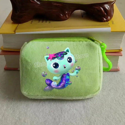 Kawaii Gabby Dollhouse Coin Purse Cute Anime Cat Headset Mini Bag Child Birthday Gifts Keychain Pendant Bags Cartoon Girl Wallet