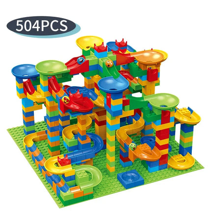 Rail Block Marble Race Run Slide Track Educational Track Ball Color Building Funnel Slide DIY Block Sets Bricks Kids Toys