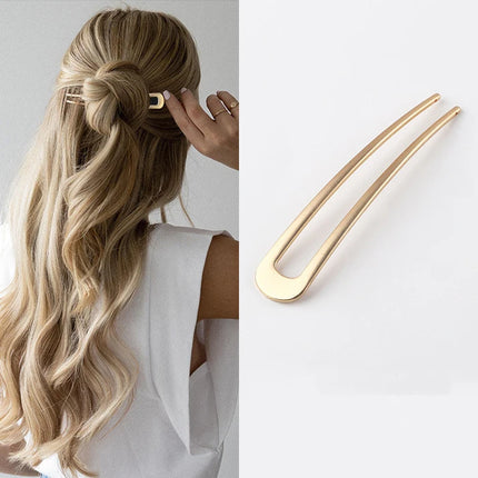 Simple Large U Shape Hair Clips Pins for Women Imitation Pearl Enamel Hair Sticks Bride Hair Styling Accessories Headwear Gift