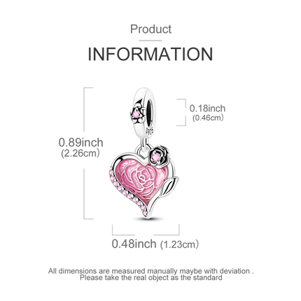 2026 Romantic Pink Color Charms Bead 925 Sterling Silver CZ Zircon Love Heart Pendants Fit Original Bracelet DIY Jewelry Gift