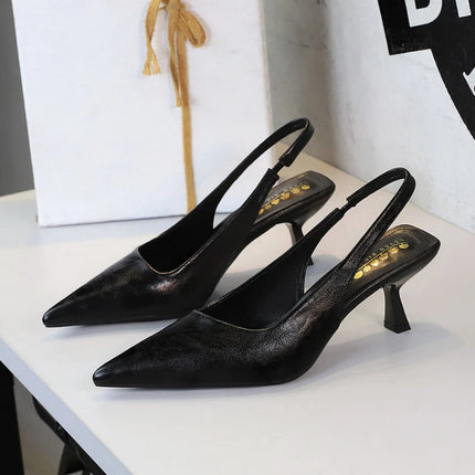 Banquet High Heels For Women Simple Slim Heels With Empty Pointed Toe Shoes With Tripping Temperament Fashionable Women's Shoes