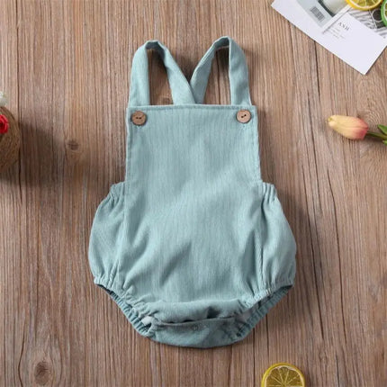 0-24M Baby Romper Boys Girls Summer Clothing Solid Color Corduroy Sleeveless Square Neck Romper Jumpsuits Baby Overalls