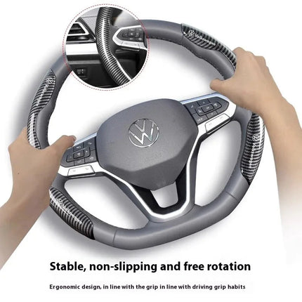 For Volkswagen R Golf GTI Passat Polo ID.3 ID.4 ID.7 Touareg Tiguan Touran Jetta Car Carbon Fiber Non-slip Steering Wheel Cover