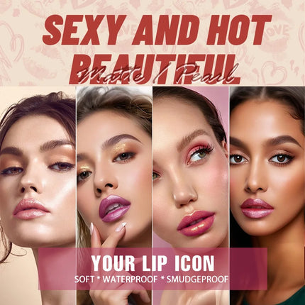Pearlescent Pink Glitter Velvet Lipstick Metallic Diamond Lipsticks Waterproof Lasting Shimmer Lips Gloss Women Makeup Cosmetic