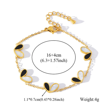 GANPUP 316L Stainless Steel Metal Gold Color Flower Heart Bracelet Bangle Texture Jewelry Trendy Wrist Chain for Women Men New