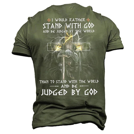 2024 Summer Men's Crucifix T Shirt 3d Print Letter Short-sleeved Cross Oversized Tops Ropa Hombre Jesus Christ T-shirts Male Tee