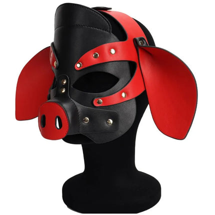Slave Roleplay Erotic Costumes of Leather Pig Head Hood Mask for Men Gay Bdsm Bondage Pet Play Headgear Sex Toy Exotic Accessory