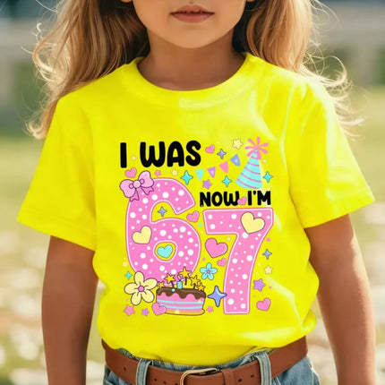 67 Meme T-Shirt for Girls 6-7 Years Old Birthday Party Gifts Summer Short Sleeve Tees Crew Neck Graphic Y2k Children's Clothing