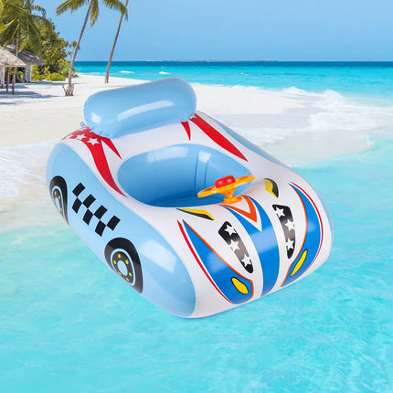 1PC Swim ring, police car design, anti-rollover toddler swim ring, inflatable boat-style float, thickened PVC baby swim ring