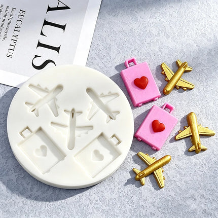 Airplane Suitcase Silicone Sugarcraft Mold Resin Tools Cupcake Baking Mould Fondant Cake Decorating Tools