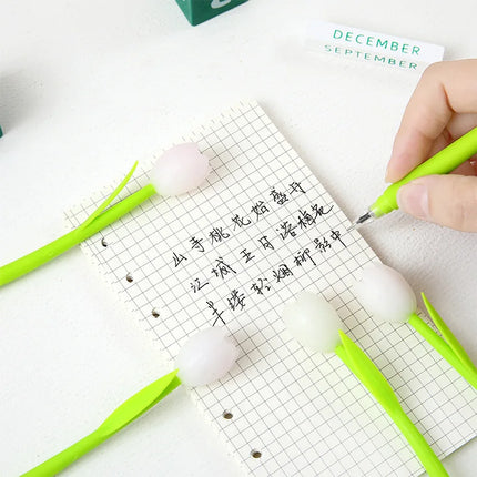 10Pcs/Lot Cute Tulip Color Changing Silicone Neutral Pen 0.5MM Black Ink Gel Pens  Kawaii Flower Pen School Office Stationery