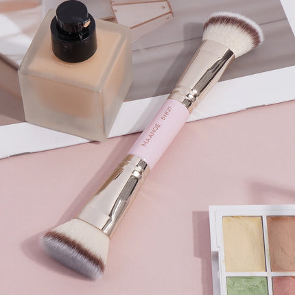 MAANGE 2 In 1 Flat/Angled Double Head Makeup Brushes Foundation Concealer Contour Brush for Blending Loose Powder Liquid Cream