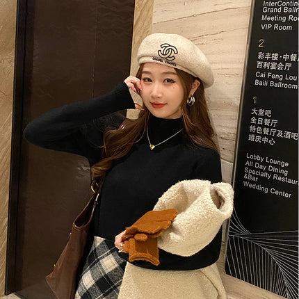 Women's Turtleneck Sweater Winter 2025 Retro with Velvet Lining Thickened Inner Wear Thermal Knitting Bottoming Shirt Pullovers