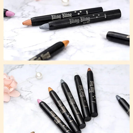 Bling Eye Shadow Pen 16 Colors Eyeshadow Stick Eyeshadow Palettes Women Bling Silkworm Pen Pearlescent Eye-shadow Glitter Pencil