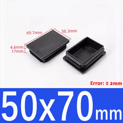 Black Plastic Square Oblong Pipe Plug 13x13mm~100x100mm Insert Table Chair Furniture Foot Cover Anti Slip Blanking End Cap