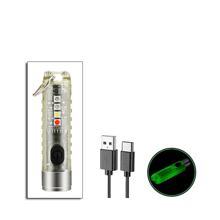 Portable Mini Keychain Flashlight Rechargeable Waterproof Torch Lamp with Magnet Multifunction Warning Camping Flashlight