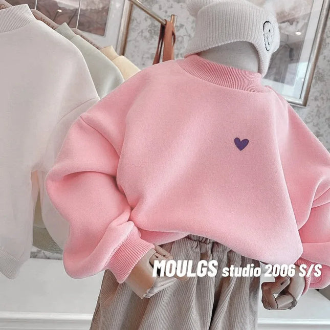 Children's Sweatshirt Autumn and Winter Warm Fleece Baby Clothing Girl Top Baby Boys Thick Sweatshirt