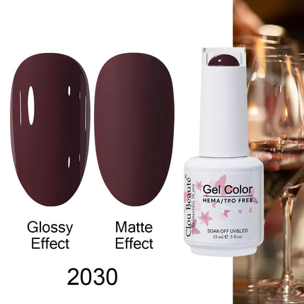 Clou Beaute 15ml HEMA TPO FREE Color Gel Nail Polish Nude Pink Red Green Collection Nail Gel Polish Glitter Soak Off UV LED Gel