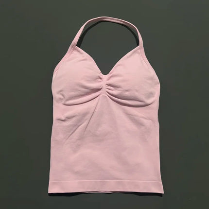 HISTELLO Impact Longline Strappy Top Sports Yoga Vest Women Fitness Tank Top Gym Beautiful Open Back Bra Running Workout Halter