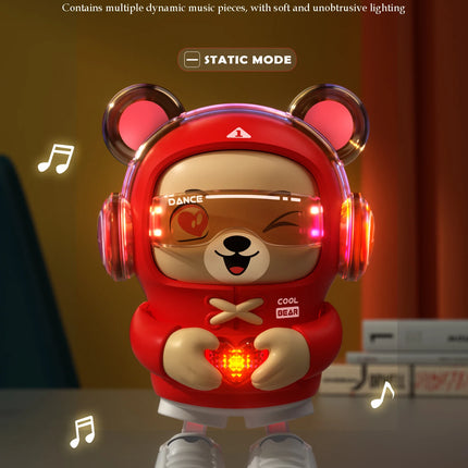 Dancing Bear Baby Dragon Toys, Lighting and Dancing Robot Mode Cute Shape 2 Gear Switches for 3+ Childs Not Include Battery