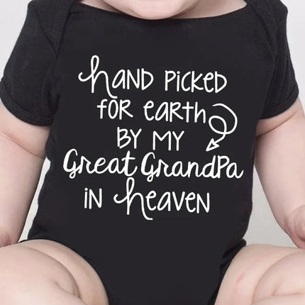 Baby Bodysuit Hand Picked for Earth By My Great Grandpa in Heaven Printed Newborn Romper Infant Baby Girl Boy Clothes