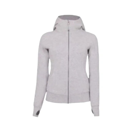Floral Grey Women's Zipper Hoodie Slim Fit Long Sleeve Casual Spring 2026 Korean Style Comfortable Leisure Fashion