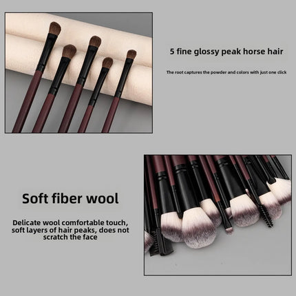 26-Piece Rosewood Pro Makeup Brush Set Premium Animal Hair Eco-Friendly Soft Brushes for Contouring, Blush & Highlighter