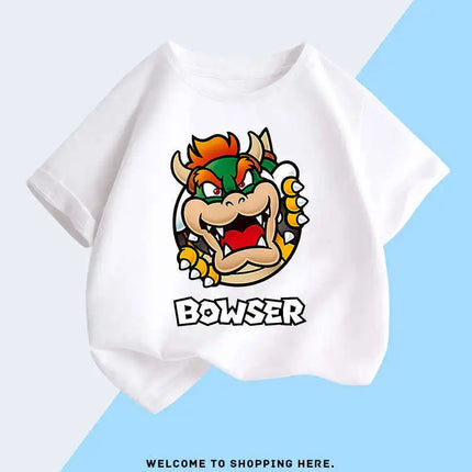 Super Mario T-shirt for Children, Short Sleeved, Pure Cotton, Fashionable Casual T-shirt for Boys and Girls, Half Sleeved