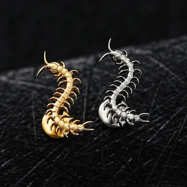 Right Grand ASTM F136 Titanium 16G Gothic Centipede Cartilage Earring Punk Helix Tragus Conch Snug Ear Labret Piercing Jewelry