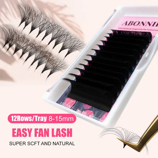 ABONNIE C CC D DD Curl Volume Fans Self Fanning Lash Extensions Blooming Eyelashes 0.03 0.05 0.07 0.10mm Easy Fan Lashes