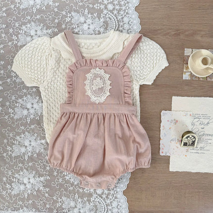 2026 Summer Casual Children Knit Blouse Girls Scalloped Neck Puff Sleeve Openwork Top Soft Lightweight Gentle Tee