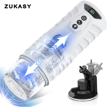 Male Masturbator Sex Toys for Men Male Sex Toy with 7 Thrusting 7 Rotating Pocket Pussy Hands Free Sex Machine LCD Display 18+