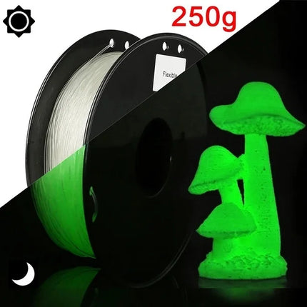 Flexible Filament Glow In The Dark TPU 1.75mm 1kg 500g 250g FDM 3D Printer Filament Luminous TPU Soft 95A Clear Blue Green