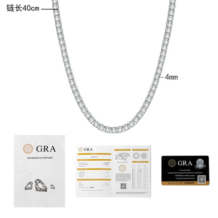 Bulk Hip-Hop Moissanite Tennis Necklace, PT950 Platinum, High-End Aesthetic for Men and Women, Luxury Jewelry