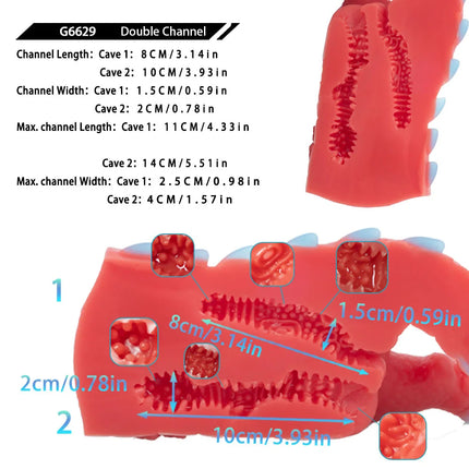 GEEBA Fantasy Red/Blue Dragon Male Masturbator Silicone Adult Men's Onahole Pocket Pussy Realistic Vagina Stroker Men Sex Toys